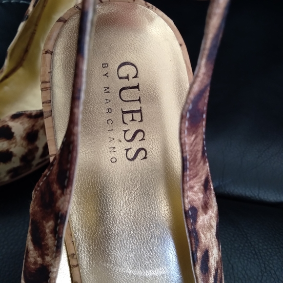 Guess cheetah print slingback peep toe heels 7.5 - Picture 7 of 9